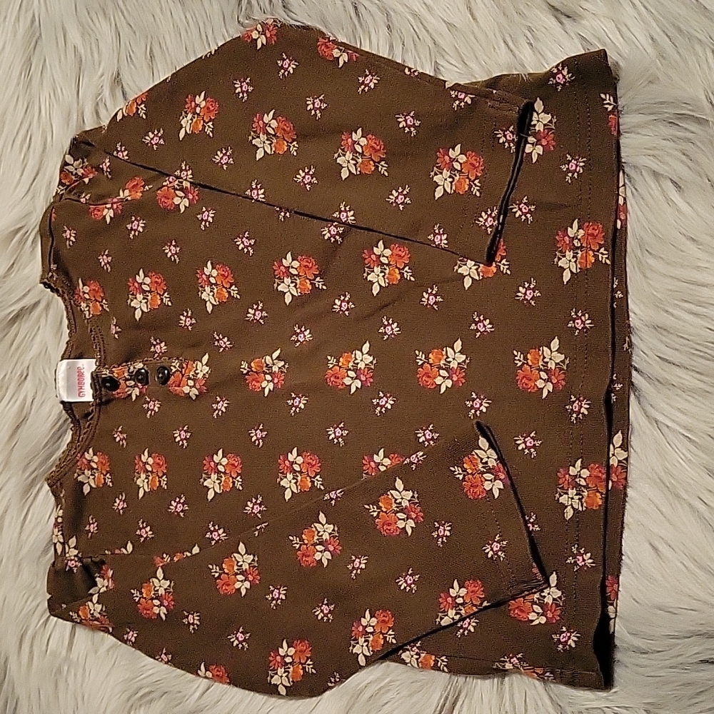 Gymboree Brown Floral Long Sleeve Shirt Size 4